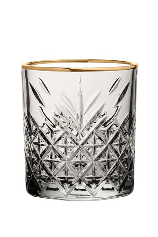 Image of the Vintage Cut Glass Tumbler With Gold Rim on a white background