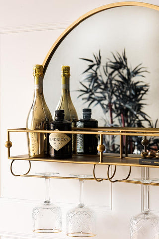 Image of the Gold Wall Mirror With Bar Shelf