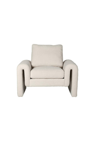 Image of the Ivory Boucle Fabric Curved Arm Armchair on a white background