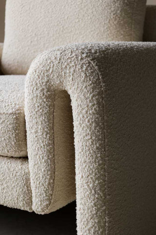 Image of the arm for the Ivory Boucle Fabric Curved Arm Armchair