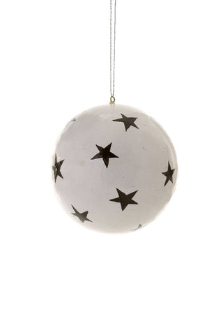 Image of the White Christmas Decoration With Black Stars on a white background