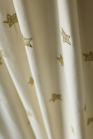 Image of the finish for the Set of 2 Cream Curtains with Gold Embroidered Stars