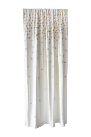 Image of the Set of 2 Cream Curtains with Gold Embroidered Stars on a white background