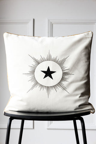 Image of the White Star Embroidered Cushion