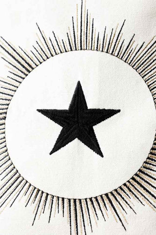 Close-up image of the White Star Embroidered Cushion