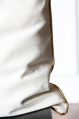 Image of the edge of the White Star Embroidered Cushion