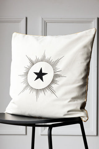 Lifestyle image of the White Star Embroidered Cushion