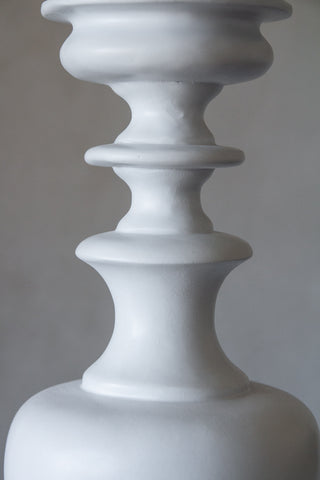 Image of the detail on the White Turned Wood Table Lamp With Linen Lamp Shade