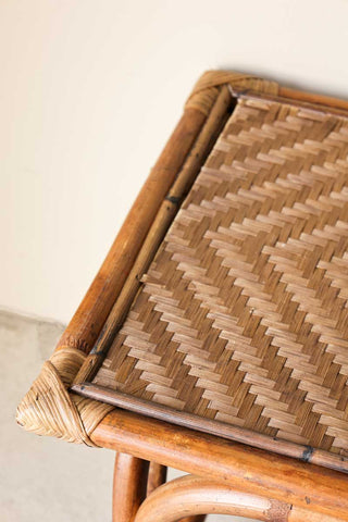 Close-up image of the Wicker Hallway Bench