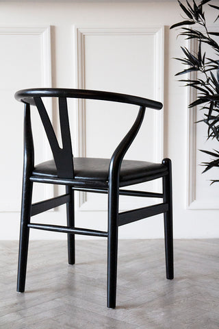 Image of the back of the Wishbone-Style Black Dining Chair