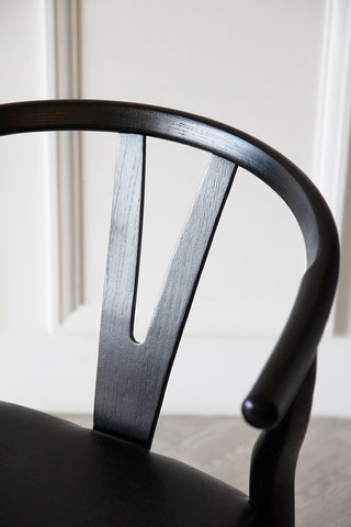 Close-up image of the seat back on the Wishbone-Style Black Dining Chair