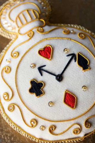 Detail image of the Wonderland Don't Be Late Clock Christmas Decoration