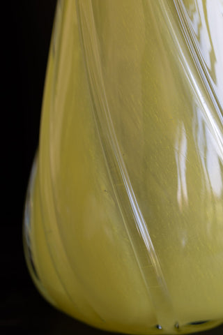 Close-up image of the Hand-Blown Yellow Twisted Vase