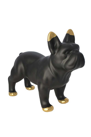 Side view cutout image of the Black Ceramic French Bulldog Ornament on a white background