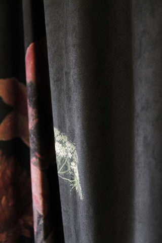 detail image of velvet on Black Floral Velvet Curtain