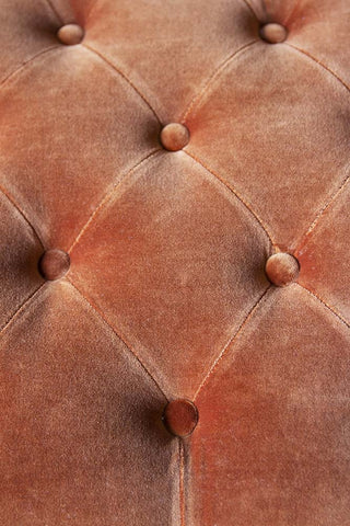 Detail image of material on Burnt Orange Velvet Chesterfield Sofa