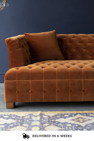 Lifestyle image of Burnt Orange Velvet Chesterfield Sofa 
