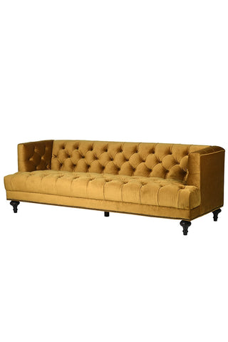 Cutout image of Ochre Gold Velvet Chesterfield Sofa on white background