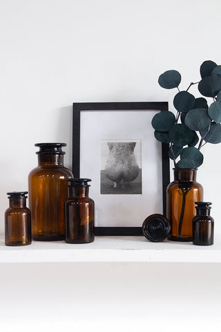 Lifestyle image of the Set Of 5 French Amber Apothecary Jars