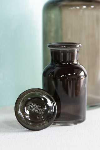 Image of the bottom of the Set Of 5 French Smoked Glass Apothecary Jars