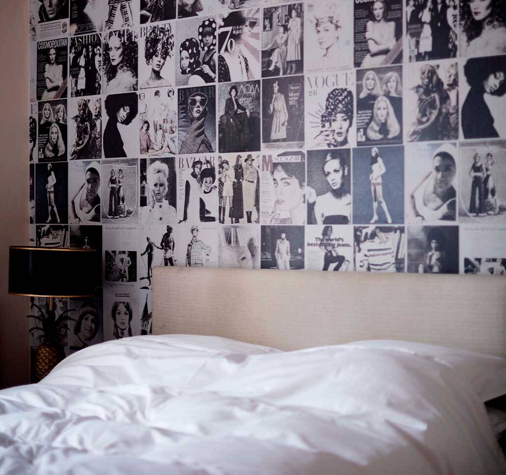 Black and white Fashion Covers Wallpaper for the bedroom