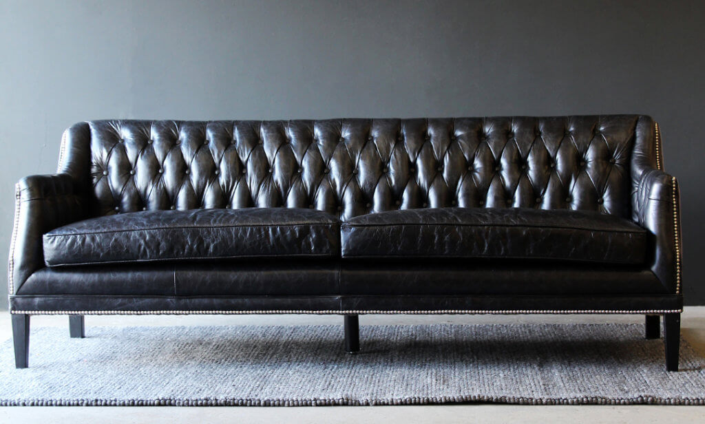 black leather chesterfield sofa with button back