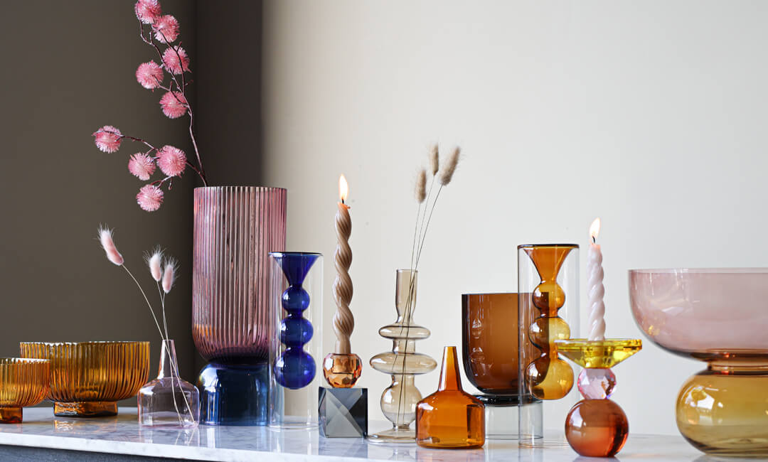 image of a display of colourful vases