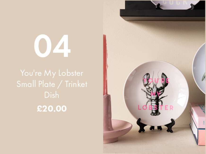 image of decorative plate/ trinket tray with 'You're My Lobster' printed across the plate